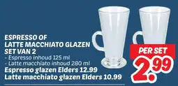Dekamarkt Espresso of latte macchiato glazen set van 2 aanbieding