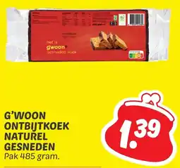 Dekamarkt G'woon ontbijtkoek naturel gesneden aanbieding