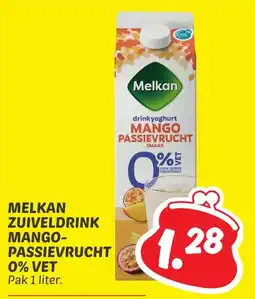 Dekamarkt Melkan zuiveldrink mango passievrucht 0% vet aanbieding