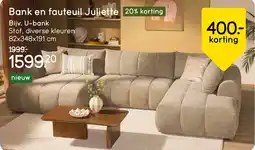 Leen Bakker Bank en Fauteuil Juliette aanbieding