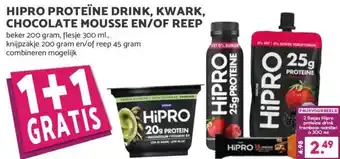 HIPRO PROTEÏNE DRINK, KWARK, CHOCOLATE MOUSSE EN/OF REEP
