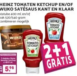 Boon`s Markt HEINZ TOMATEN KETCHUP EN/OF WIJKO SATÉSAUS KANT EN KLAAR aanbieding
