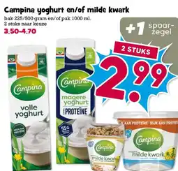 Boon`s Markt Campina yoghurt en/of milde kwark aanbieding