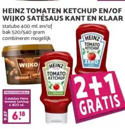 Boon`s Markt HEINZ TOMATEN KETCHUP EN/OF WIJKO SATÉSAUS KANT EN KLAAR aanbieding