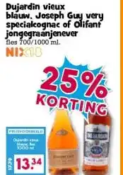 Boon`s Markt Dujardin vieux blauw, Joseph Guy very specialcognac of Olifant jongegraanjenever aanbieding