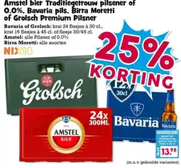 Boon`s Markt Amstel bier Traditiegetrouw pilsener of 0.0%, Bavaria pils, Birra Moretti of Grolsch Premium Pilsner aanbieding