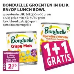 Boon`s Markt BONDUELLE GROENTEN IN BLIK EN/OF LUNCH BOWL aanbieding