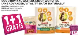 Boon`s Markt GOOD BOY KAUWSTICKS EN/OF WORSTJES, IAMS ADVANCED, VITALITY EN/OF NATURALLY aanbieding