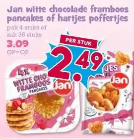 Jan witte chocolade framboos pancakes of hartjes poffertjes