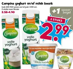 Boon`s Markt Campina yoghurt en/of milde kwark aanbieding