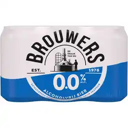 Albert Heijn Brouwers Alcoholvrij bier 0.0% 6-pack aanbieding