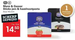 Sligro Menz & Gasser Sticks jam & hazelnootpasta aanbieding