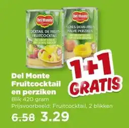 PLUS Del Monte Fruitcocktail en perziken aanbieding