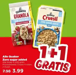 PLUS Alle Quaker Zero sugar added aanbieding