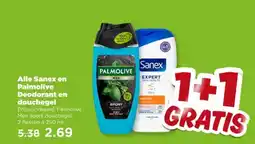 PLUS Alle Sanex en Palmolive Deodorant en douchegel aanbieding
