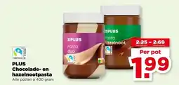 PLUS PLUS Chocolade- en hazelnootpasta aanbieding