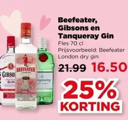PLUS Beefeater, Gibsons en Tanqueray Gin aanbieding