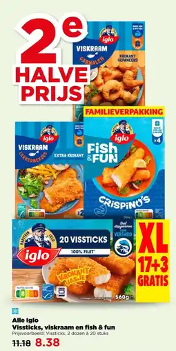 PLUS Alle Iglo Vissticks, viskraam en fish & fun aanbieding