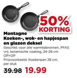 PLUS Montagne Koeken-, wok- en hapjespan en glazen deksel aanbieding