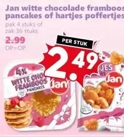 Coop Jan witte chocolade framboos pancakes of hartjes poffertjes aanbieding