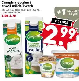 Coop Campina yoghurt en/of milde kwark aanbieding