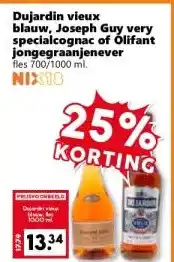 Coop Dujardin vieux blauw, Joseph Guy very specialcognac of Olifant jongegraanjenever aanbieding
