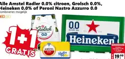 Coop Alle Amstel Radler 0.0% citroen, Grolsch 0.0%, Heineken 0.0% of Peroni Nastro Azzurro 0.0 aanbieding