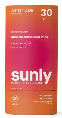 De Online Drogist Attitude Sunly SPF30 Orange Blossom Sunscreen Stick aanbieding