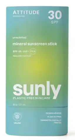 De Online Drogist Attitude Sunly Parfumvrij SPF30 Sunscreen Stick aanbieding