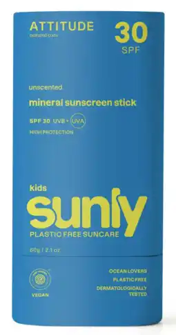 De Online Drogist Attitude Kids Sunly SPF30 Sunscreen Stick 60GR aanbieding