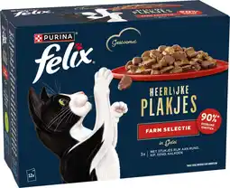 Intratuin Felix natvoer in gelei kat Heerlijke plakjes adult farm selectie 80 g 12 stuks aanbieding