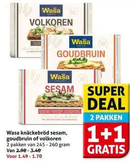 Hoogvliet Wasa knäckebröd sesam, goudbruin of volkoren aanbieding