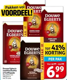 Hoogvliet Douwe Egberts snelfilterkoffie of koffiepads aanbieding