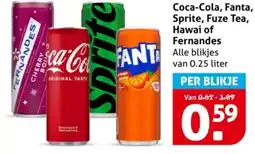 Hoogvliet Coca-Cola, Fanta, Sprite, Fuze Tea, Hawai of Fernandes aanbieding