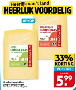 Hoogvliet Goudse kaasstukken jong of jong belegen aanbieding