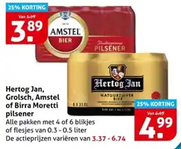 Hoogvliet Hertog Jan, Grolsch, Amstel of Birra Moretti pilsener aanbieding