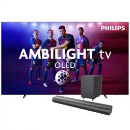 MediaMarkt Philips Ambilight 55 Oled760 4k (2025) + Soundbar Tab6100 Met Wireless Subwoofer Tv Bundle aanbieding