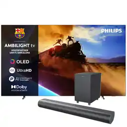 MediaMarkt Philips Ambilight 55 Oled760 4k (2025) + Soundbar Tab6100 Met Wireless Subwoofer Tv Bundle aanbieding