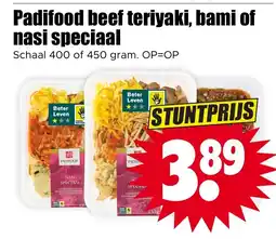 Dirk Padifood beef teriyaki, bami of nasi speciaal aanbieding