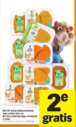 Albert Heijn Alle AH Scharrelkipschnitzels, kip cordon bleu en AH Terra plantaardige schnitzels aanbieding