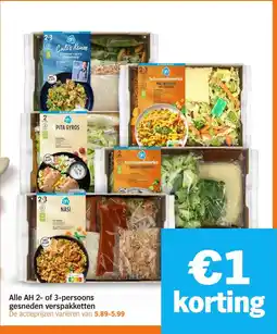 Albert Heijn Alle AH 2 of 3 persoons Gesneden Verspakketten aanbieding