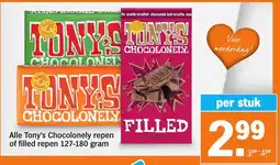 Albert Heijn Alle Tony's Chocolonely repen of filled repen aanbieding