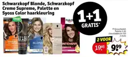 Kruidvat Schwarzkopf Blonde, Schwarzkopf Creme Supreme, Palette en Syoss Color haarkleuring aanbieding