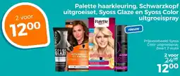 Trekpleister Palette haarkleuring, Schwarzkopf uitgroeiset, Syoss Glaze en Syoss Color uitgroeispray aanbieding