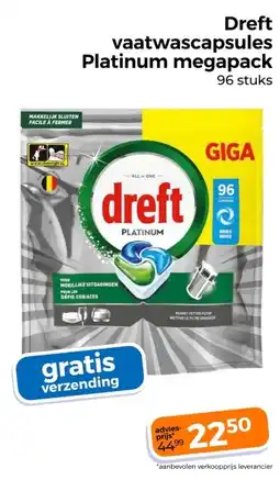 Trekpleister Dreft vaatwascapsules Platinum megapack aanbieding