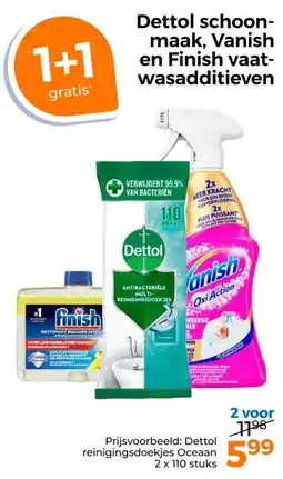 Trekpleister Dettol schoon- maak, Vanish en Finish vaat- wasadditieven aanbieding