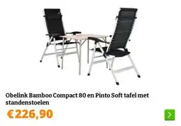 Obelink Obelink Bamboo Compact 80 en Pinto Soft tafel met standenstoelen aanbieding