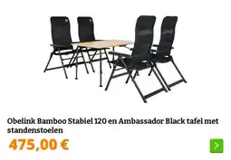 Obelink Obelink Bamboo Stabiel 120 en Ambassador Black tafel met standenstoelen aanbieding