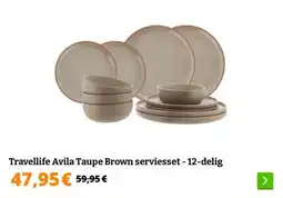 Obelink Travellife Avila Taupe Brown serviesset - 12-delig aanbieding