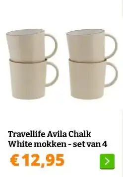 Obelink Travellife Avila Chalk White mokken - set van 4 aanbieding